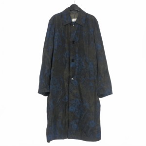 【中古】未使用品 ドリスヴァンノッテン DRIES VAN NOTEN 23SS RANKLES 総柄 ナイロン ロングコート S 黒 ブラック 