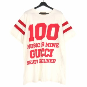 【中古】グッチ GUCCI 2021100th anniversary Cotton Tee 100周年 ロゴプリント コットンジャージー 半袖Tシャツ M