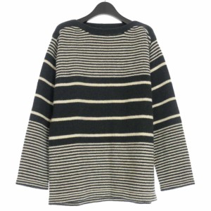 【中古】サノバチーズ SON OF THE CHEESE JAMES KNIT ボートネックニット セーター 長袖 L ネイビー/ホワイト