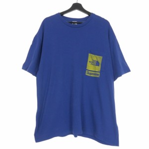 【中古】× ザ ノース フェイス THE NORTH FACE プリンテッド ポケットTシャツ カットソー 半袖 XL 青 ブルー NT023091 国内正規