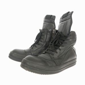 【中古】リックオウエンス Rick Owens GEOBASKET ジオバスケット ハイカットスニーカー 靴 45 オールブラック 黒