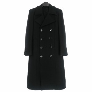 【中古】セリーヌ CELINE DOUBLE BREASTED WOOL BLEND COAT チェスターコート ジャケット 46 ブラック 黒 2M601522K