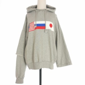 【中古】ゴーシャ ラブチンスキー Gosha Rubchinskiy アシンメトリー スウェットパーカー フーディ 長袖 S グレー