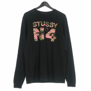 【中古】ステューシー STUSSY No4 カモフラ柄 ロングスリーブ Tシャツ 長袖カットソー M ブラック 黒 メンズ