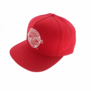 【中古】シュプリーム SUPREME College Circle 5 Panel Cap ロゴ刺繍 ベースボールキャップ 帽子 レッド 赤 メンズ
