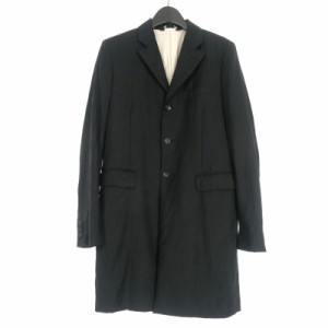 【中古】ブラックコムデギャルソン BLACK COMME des GARCONS 21AW バックプリント ストライプロングジャケット S