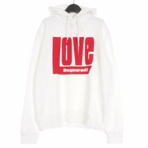 【中古】未使用品 ディースクエアード DSQUARED2 22AW D2 LOVE COOL HOODIE ロゴ スウェットパーカー フーディ L 