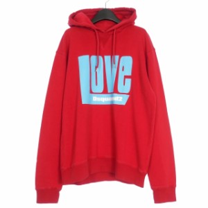 【中古】未使用品 ディースクエアード DSQUARED2 22AW D2 LOVE COOL HOODIE ロゴ スウェットパーカー フーディ L 