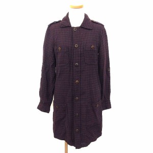 【中古】アーペーセー A.P.C. ワンピース ミニ シャツワンピ チェック ウール 34 紫 パープル ☆ONS☆ ako0322 レディース