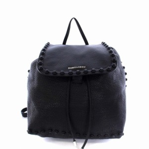 【中古】ディースクエアード DSQUARED2 リュックサック デイパック バッグ 巾着型 レザー スタッズ 黒 ブラック