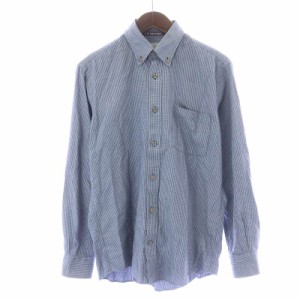 【中古】ユキトリイ YUKI TORII HOMME ボタンダウンシャツ カジュアルシャツ 長袖 チェック M 青 ブルー グレー 紺