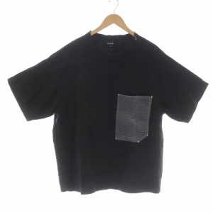 【中古】タキャシ TACASI Tシャツ カットソー クルーネック プルオーバー 半袖 オーバーサイズ シアーポケット S 黒