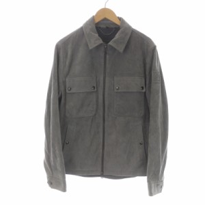 【中古】Belstaff ??Tour Overshirt Granite シャツジャケット ジップアップ ワッペン スエード M グレー /SI18