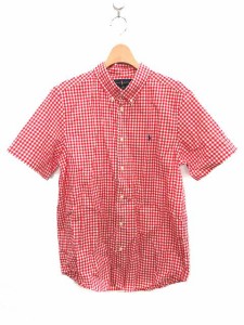 【中古】ラルフローレン RALPH LAUREN シャツ ボタンダウン キッズ チェック 半袖 XL 18-20 赤 白 /MK14 メンズ