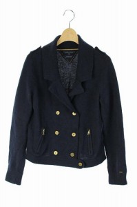 【中古】トミーヒルフィガー TOMMY HILFIGER ジャケット ニット 長袖 M ネイビー レディース