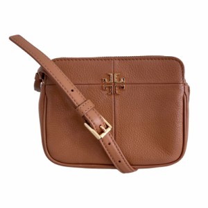 【中古】トリーバーチ TORY BURCH ロゴ レザー ショルダーバッグ ブラウン 茶 123FA レディース