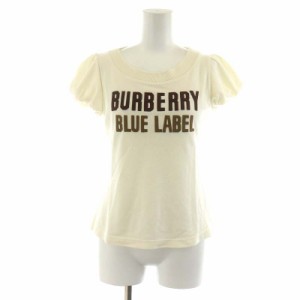 【中古】バーバリーブルーレーベル BURBERRY BLUE LABEL ニット カットソー 半袖 ロゴ 38 M アイボリー