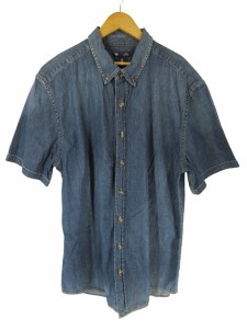 【中古】ギャップ GAP シャツ ボタンダウン 半袖 無地 シンプル デニムカラー ブルー sizeXL QQQ メンズ