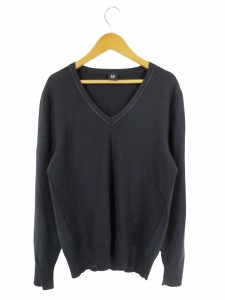 【中古】ギャップ GAP ニット セーター Vネック 長袖 薄手 無地 シンプル ネイビー sizeS QQQ レディース