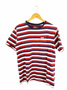 【中古】ブルーブルー×フルーツオブザルーム Tシャツ　クルーネック 半袖 ネイビー レッド 白 XL QQQ メンズ