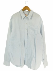 【中古】リーバイス Levi's シャツ カジュアルシャツ 長袖 無地 シンプル ポケット 水色 sizeM QQQ メンズ