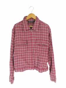 【中古】Club Monaco クラブモナコ シャツ 前開き ジップ付き チェック柄 ワインレッド 白 M QQQ レディース