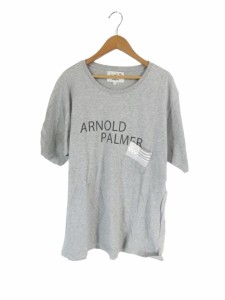 【中古】アーノルドパーマー Arnold Palmer Tシャツ クルーネック 半袖 胸ポケット 文字 ロゴ 星 グレー 4  QQQ メンズ