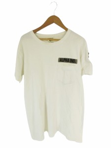 【中古】アルファ ALPHA Tシャツ 胸ポケット クルーネック 半袖 ワンポイント 白 M QQQ メンズ