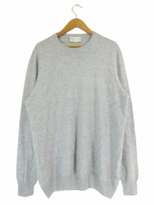 【中古】Settefili Cashmere Settefili Cashmere ニット 丸首 長袖 無地 シンプル 薄手 水色 ブルーグレー sizeS QQQ メンズ