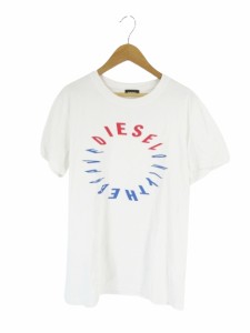 【中古】ディーゼル DIESEL Tシャツ 半袖 クルーネック プリント 白 M 国内正規 QQQ メンズ