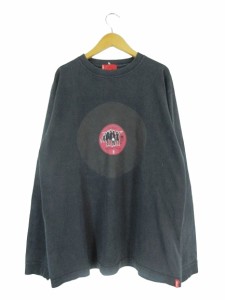 【中古】リーバイス レッドタブ Levi's RED TAB Tシャツ ロンT 丸首 長袖 プリント レコード 綿 コットン ネイビー系 sizeM QQQ メンズ