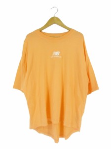 【中古】ニューバランス NEW BALANCE Tシャツ カットソー 丸首 半袖 ロゴ 刺繍 無地 シンプル オレンジ sizeS 国内正規