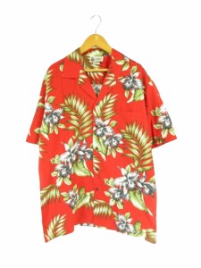 【中古】アロハ・リパブリック ALOHA REPUBLIC シャツ 開襟 アロハ  花柄 胸ポケット レッド系 M QQQ 