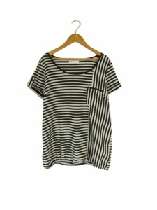 【中古】 THE SHOP TK MIXPICE Tシャツ カットソー クルーネック 半袖 胸ポケット ボーダー 白 黒 F QQQ レディース