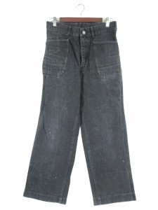 【中古】45R 45rpm パンツ デニム ワイド ポケット ジッパーフライ 無地 綿 コットン ブラック size30 QQQ メンズ