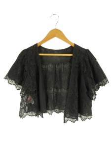 【中古】デリセノアール DELLISE NOIR ボレロ 半袖 刺繍 シンプル レース 黒 9R  QQQ レディース