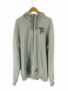 【中古】プーマ PUMA PUMA ジップアップ 長袖 ロゴ ポケット パイル地 グレー XL QQQ メンズ