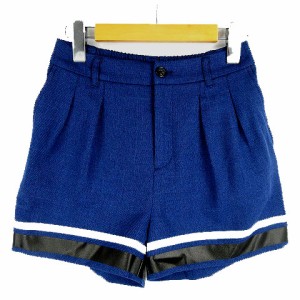 【中古】ジーナシス JEANASIS ショートパンツ 総裏地 リネン調 青 白 黒 F レディース