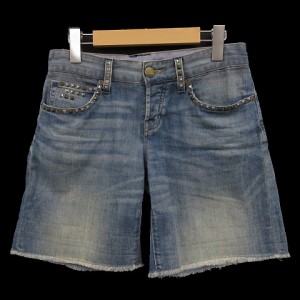 【中古】ギャップ GAP パンツ ショートパンツ デニム スタッズ 裾カットオフ ブルー 青 0 レディース