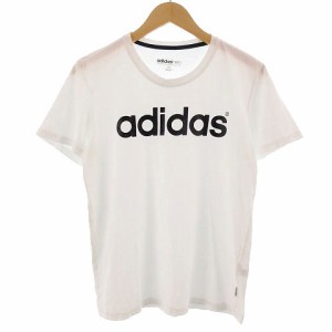 【中古】アディダス adidas neo Ｔシャツ 半袖 丸首 ロゴ ホワイト 白 M レディース