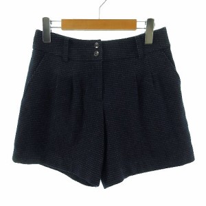 【中古】ミスジェイ MISS J パンツ ショートパンツ 水玉 ドット タック入り アンゴラ混 ネイビー 紺 白 38 レディース