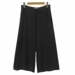 【中古】ザラ トラファルック ZARA Trafaluc パンツ ワイドパンツ ウエストゴム スリット ストレッチ ストライプ 黒 S