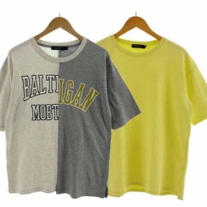 【中古】レイジブルー RAGEBLUE Tシャツ 2枚セット 半袖 ひび割れプリント グレー M スウェット 半袖 イエロー 黄色 M
