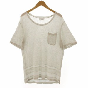 【中古】ルイス Lui's Tシャツ 半袖 胸ポケット シンプル 薄手 ライトベージュ M メンズ