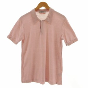 【中古】オムニゴッド OMNIGOD ポロシャツ 半袖 シンプル コットン混 日本製 ピンク 2 メンズ