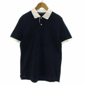 【中古】ブルーワーク BLUE WORK ポロシャツ 半袖 日本製 コットン混 ネイビー 紺 ホワイト 白 0 メンズ