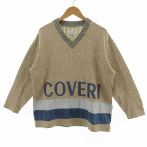 【中古】エンリコ コベリ ENRICO COVERI ニット 長袖 Vネック コットン混 ベージュ グレー ブルー 青 M メンズ