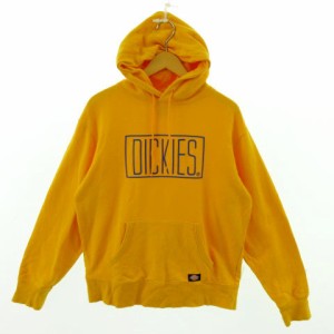 【中古】ディッキーズ Dickies パーカー スウェット 長袖 プルオーバー 立体ロゴ オレンジ系 ブルー 青 L メンズ