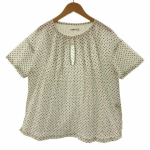 【中古】ナチュラルランドリー NATURAL LAUNDRY カットソー 半袖 ドット アイボリー ブラック 黒 2 レディース