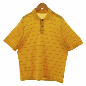 【中古】アールエルエックス ラルフローレン RLX RALPH LAUREN ポロシャツ 半袖 速乾 ボーダー イエロー 黄 黒